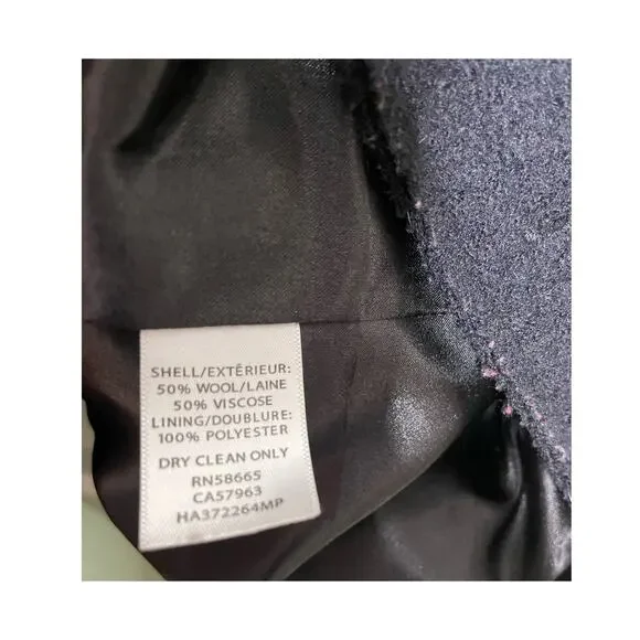 Halogen Long Sleeve Mid-Length Asymmetrical Zip Wool Blend Coat Black Petite